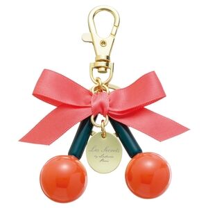 Ladurée Key Holder Cerise / Corail with Pink Bow and Gold Accents Bag Charm